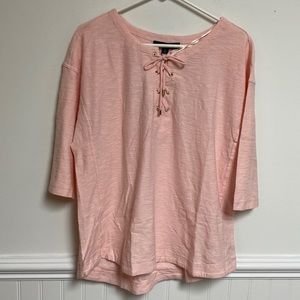 Tommy Hilifiger Womens pink long sleeve tie up tee size 0X